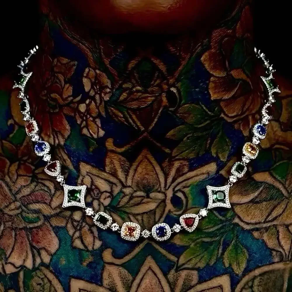 Silver Multi Color Necklace 20 Inch 2 E 47